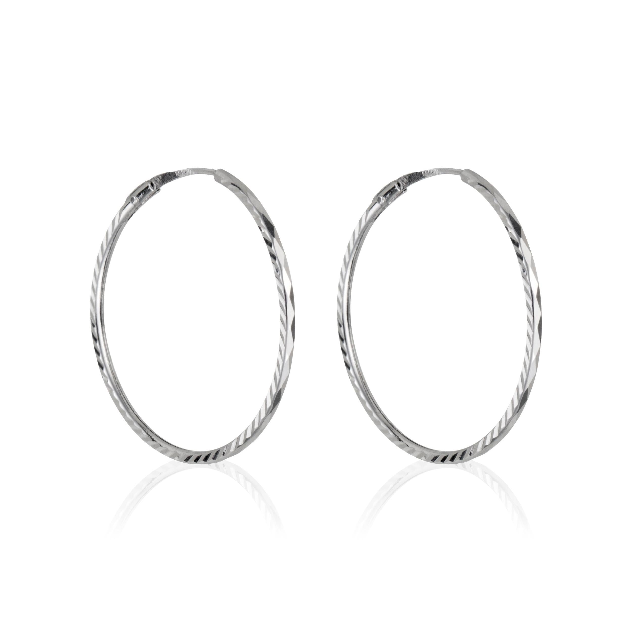 375/1000 White Gold “20 Mm Twisted Creole” Earrings