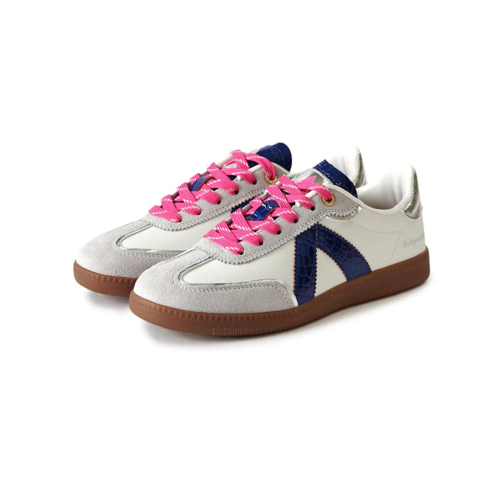 Zapatillas Elite Classic - Blanco/Navy Croc/Plata