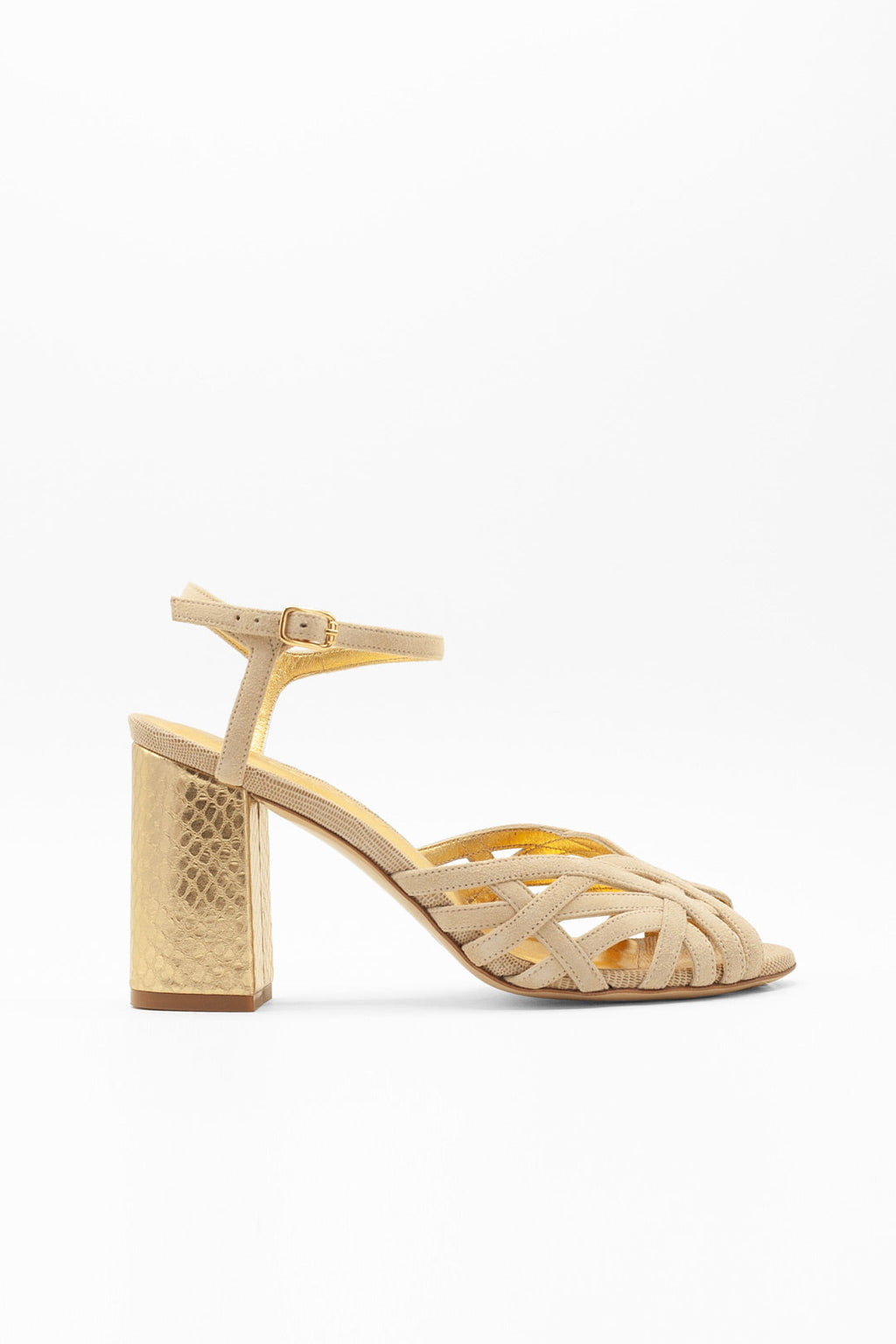 Electra Beige Oro - White Heeled Shoes