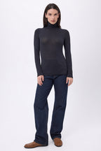 Eliot Roll Neck T-Shirt - Black - Women