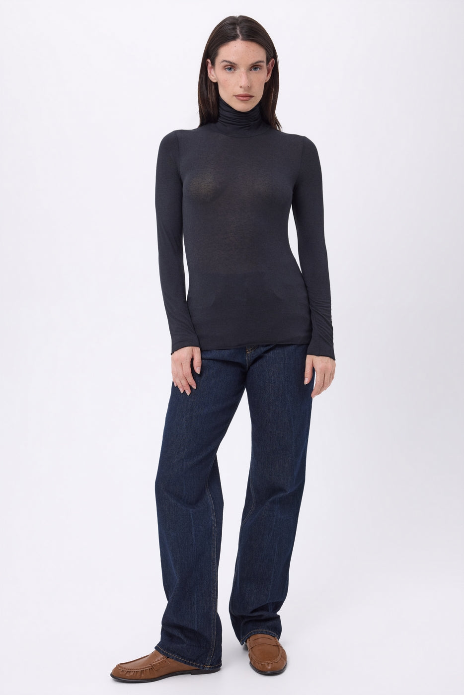 Eliot Roll Neck T-Shirt - Black - Women