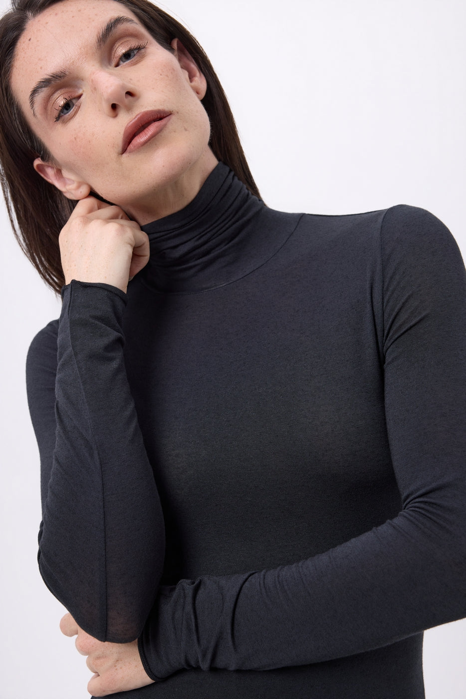 Eliot Roll Neck T-Shirt - Black - Women