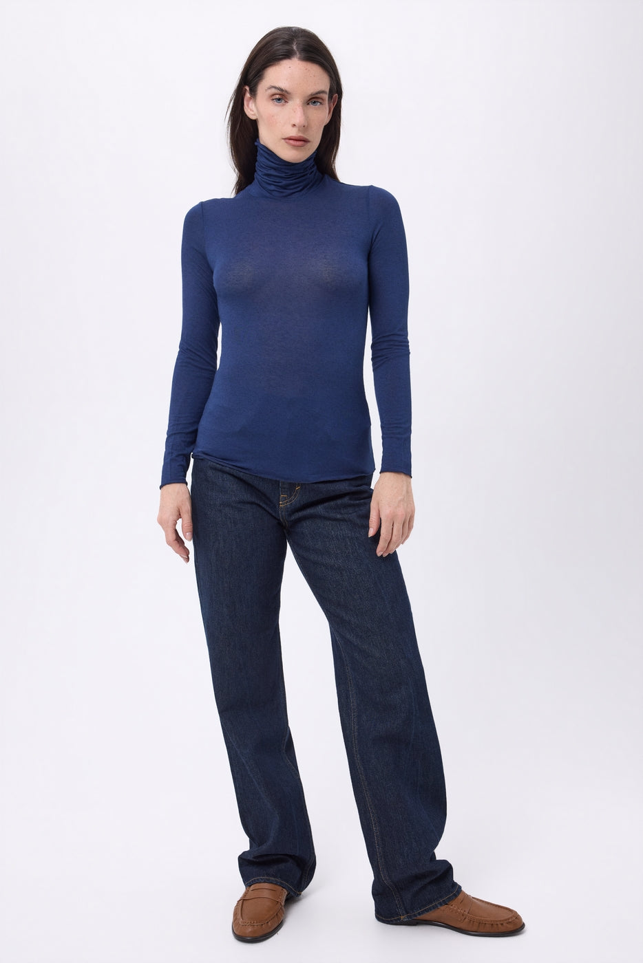 Camiseta de cuello alto Eliot - Azul marino - Mujer
