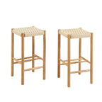 Ellio - Stools - Solid Oak And Rope