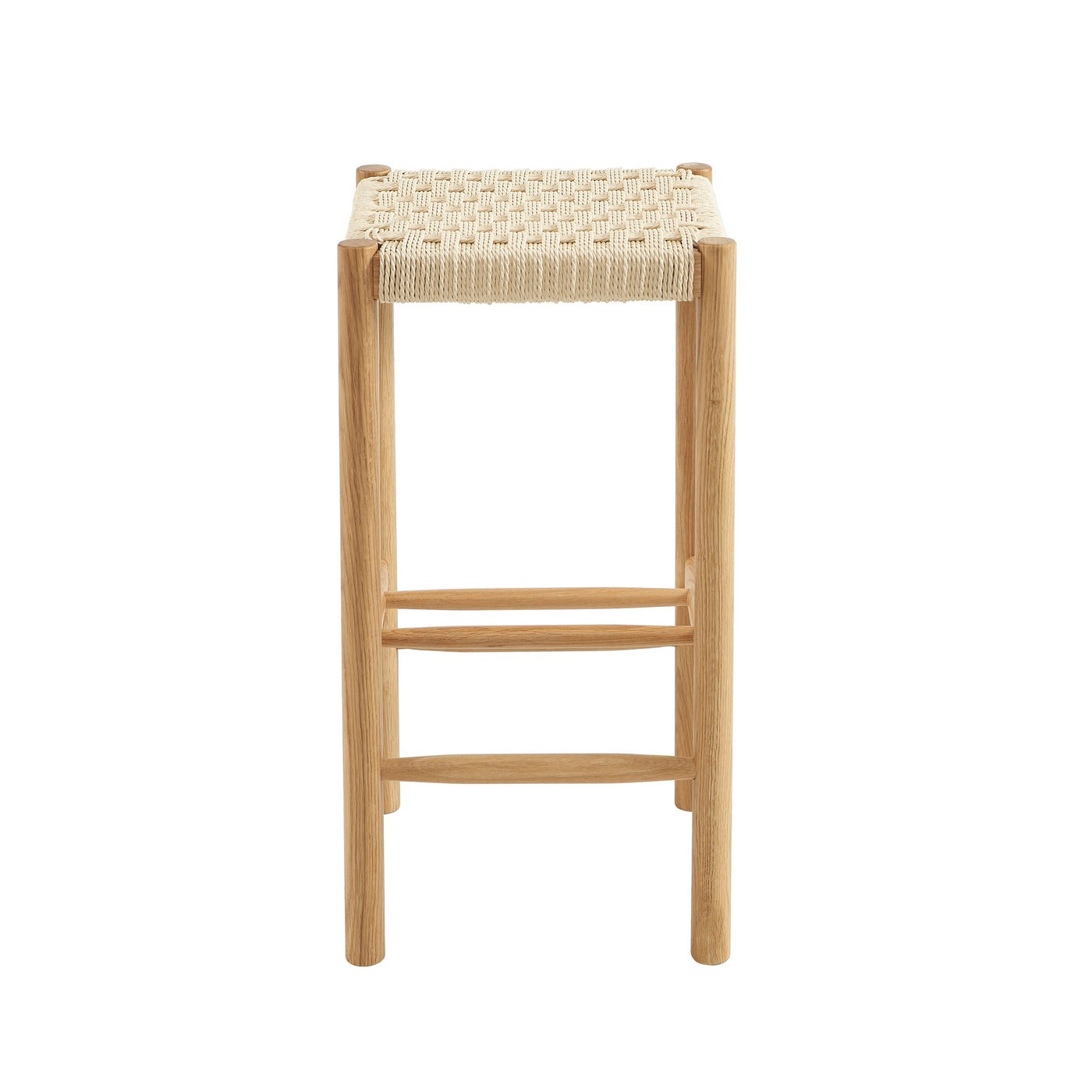 Ellio - Stools - Solid Oak And Rope