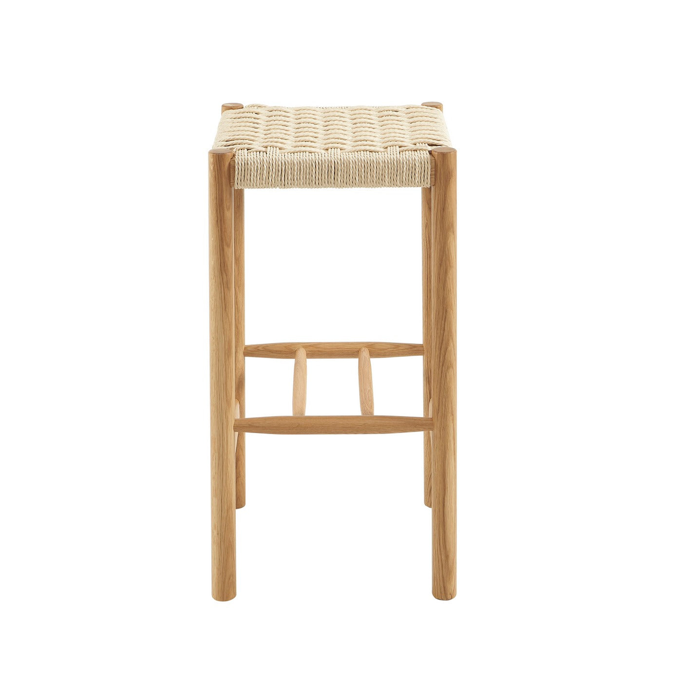 Ellio - Stools - Solid Oak And Rope