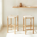 Ellio - Stools - Solid Oak And Rope