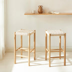 Ellio - Stools - Solid Oak And Rope