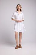 Mid-Long Sleeve Short Dress - White