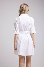 Mid-Long Sleeve Short Dress - White
