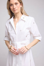 Mid-Long Sleeve Short Dress - White