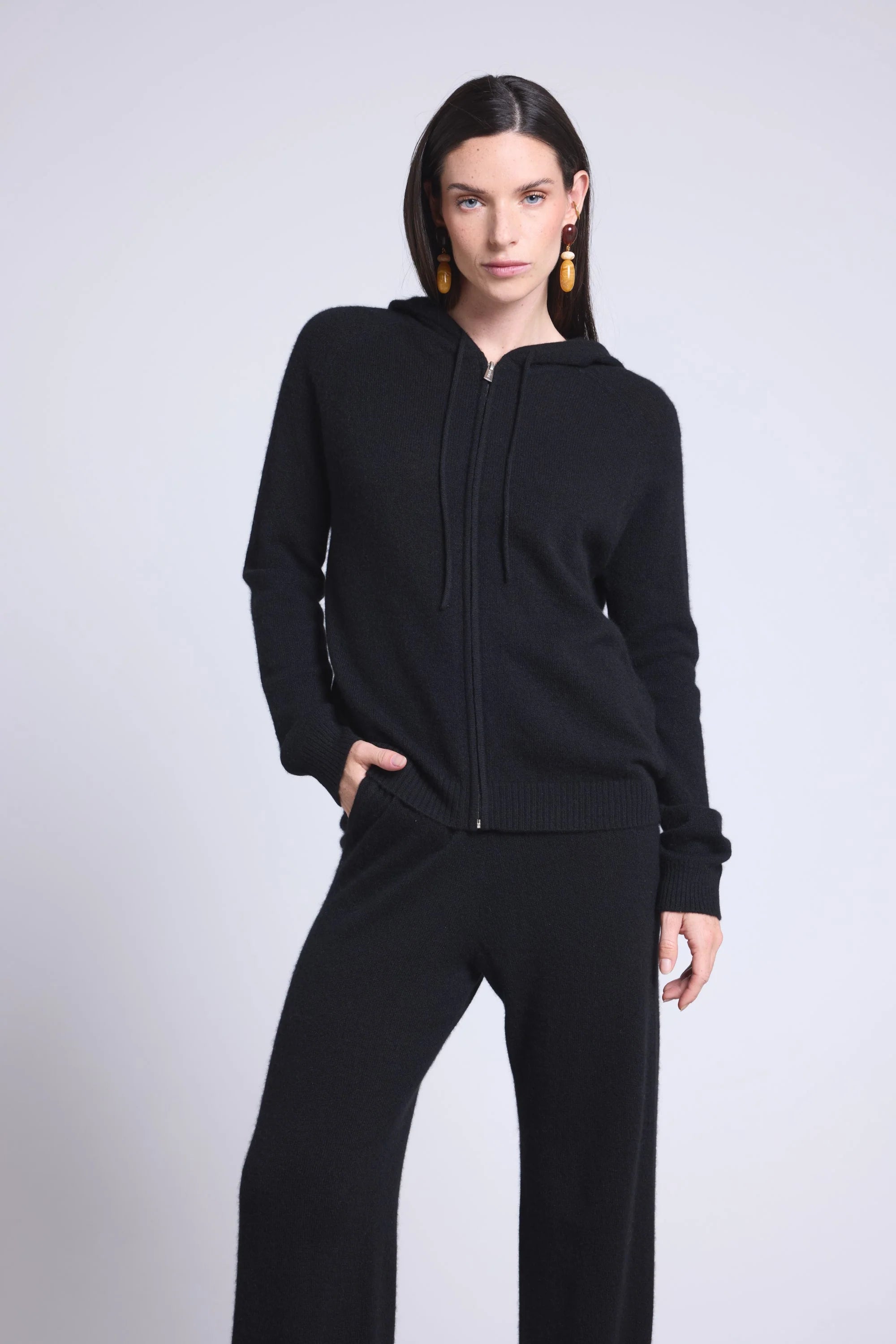 Sudadera con capucha y cremallera Elya - Negro - Mujer