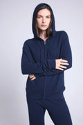Sudadera con cremallera y capucha Elya - Azul marino - Mujer