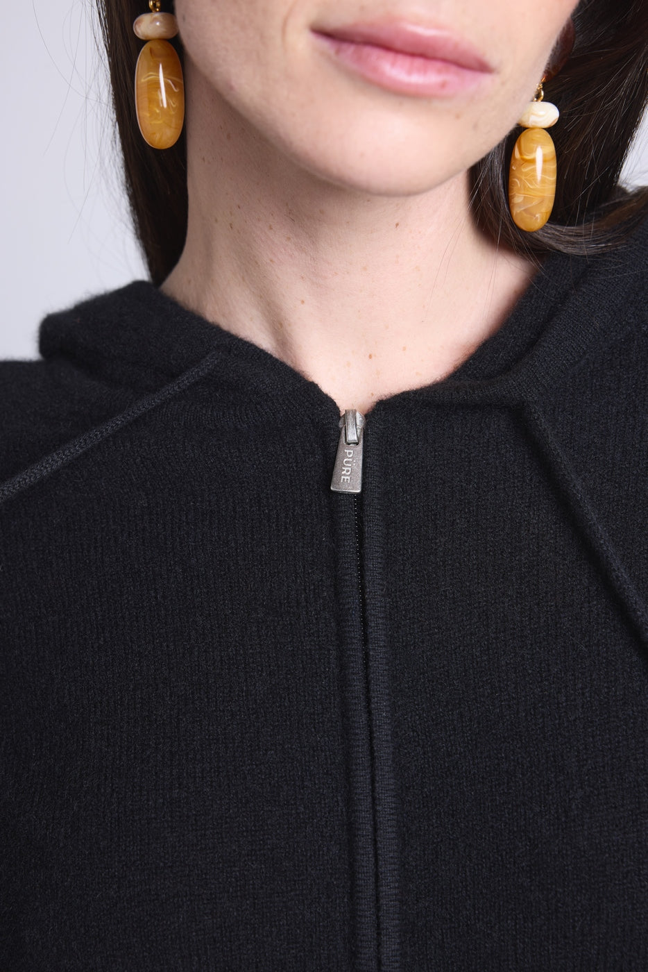 Sudadera con capucha y cremallera Elya - Negro - Mujer
