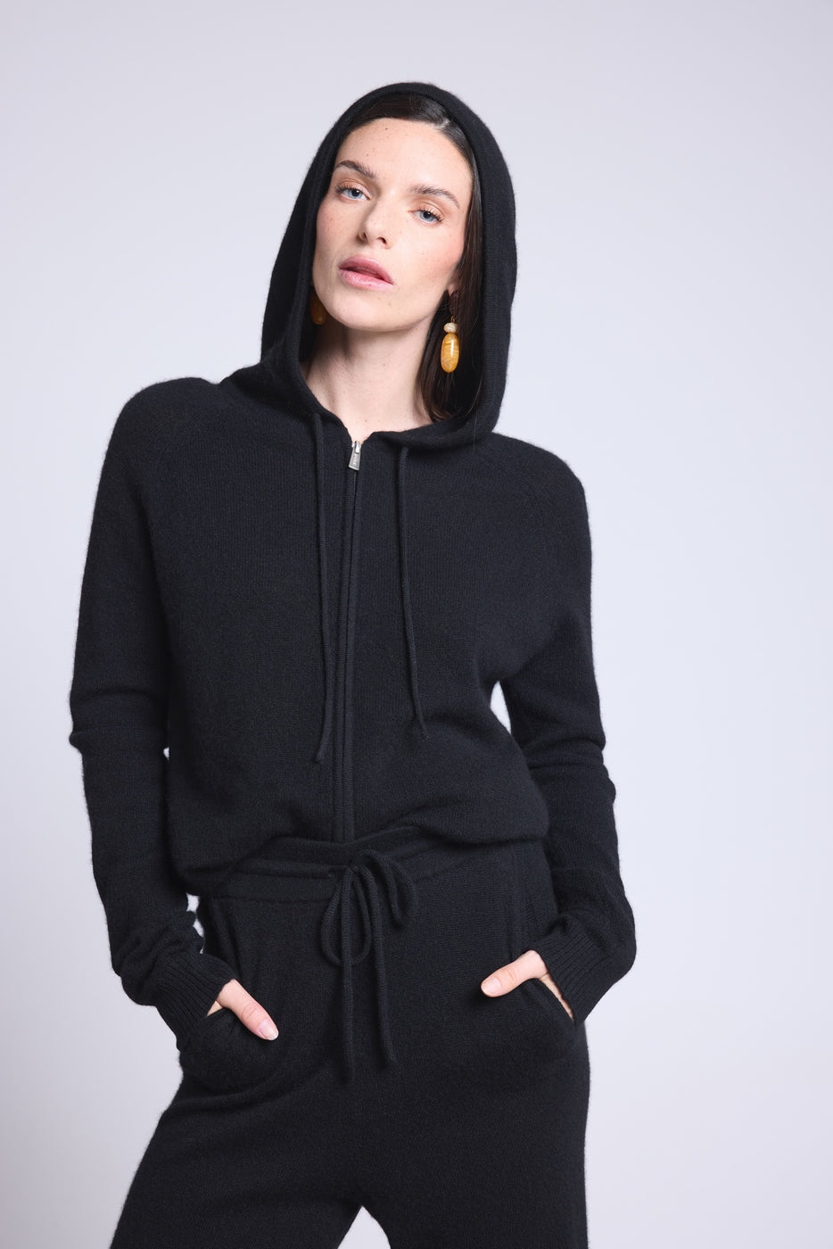 Sudadera con capucha y cremallera Elya - Negro - Mujer