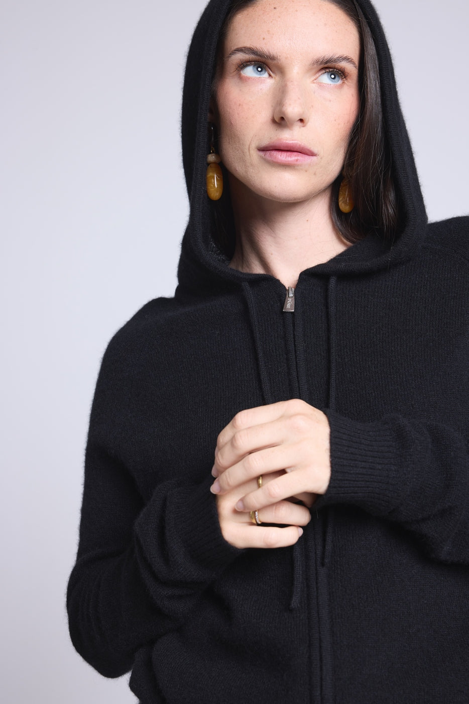 Sudadera con capucha y cremallera Elya - Negro - Mujer
