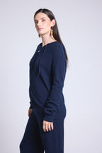 Sudadera con cremallera y capucha Elya - Azul marino - Mujer