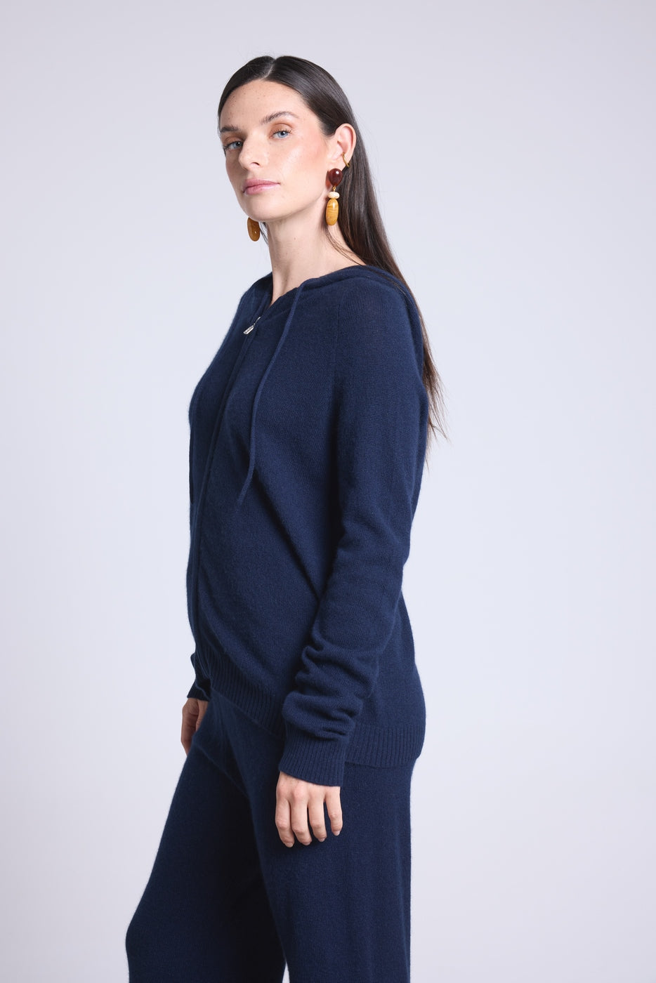 Sudadera con cremallera y capucha Elya - Azul marino - Mujer