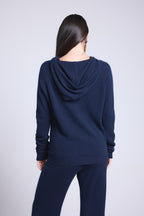 Sudadera con cremallera y capucha Elya - Azul marino - Mujer