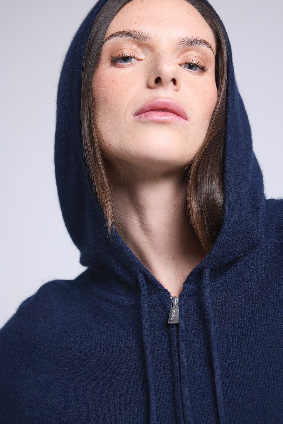 Sudadera con cremallera y capucha Elya - Azul marino - Mujer