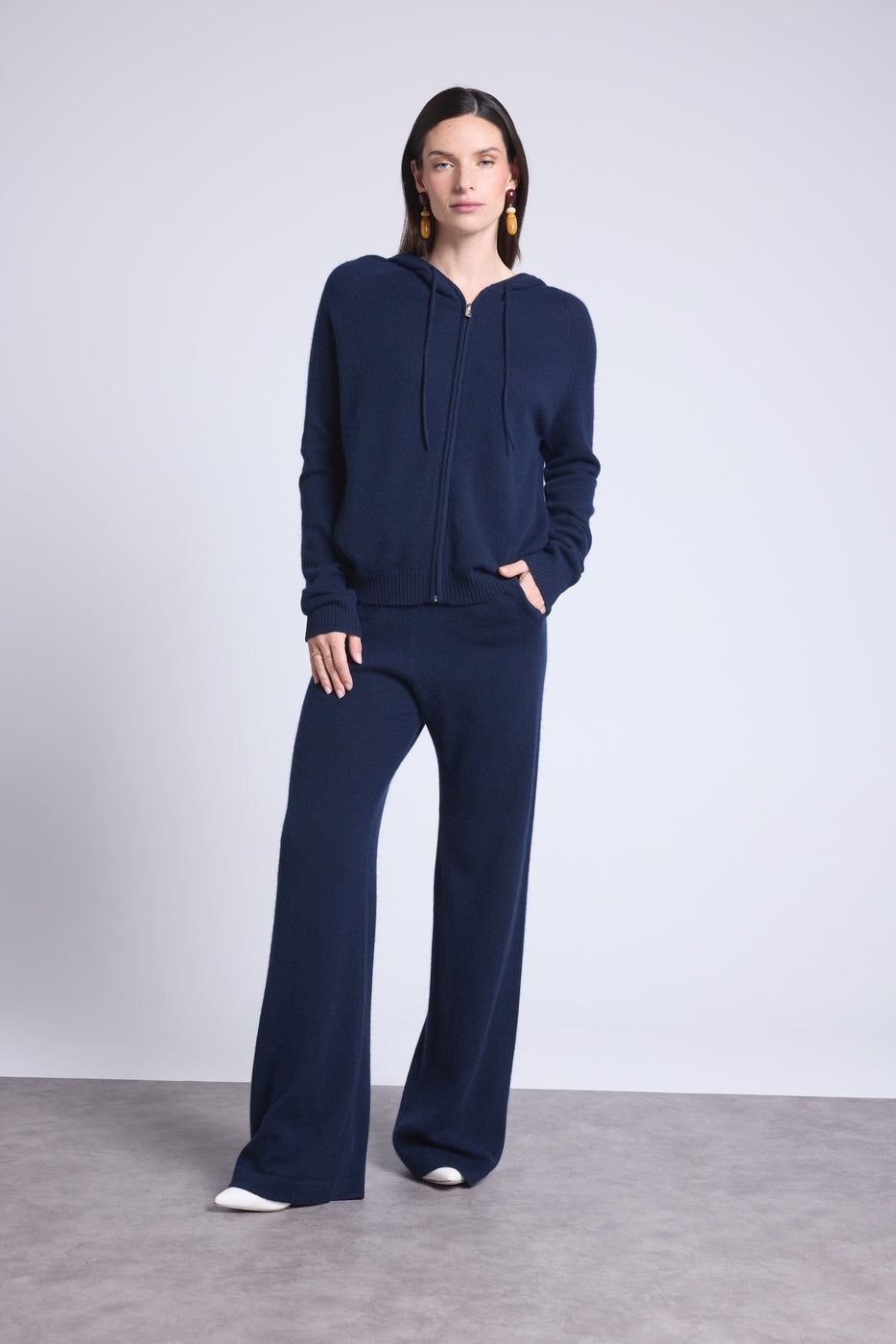 Sudadera con cremallera y capucha Elya - Azul marino - Mujer