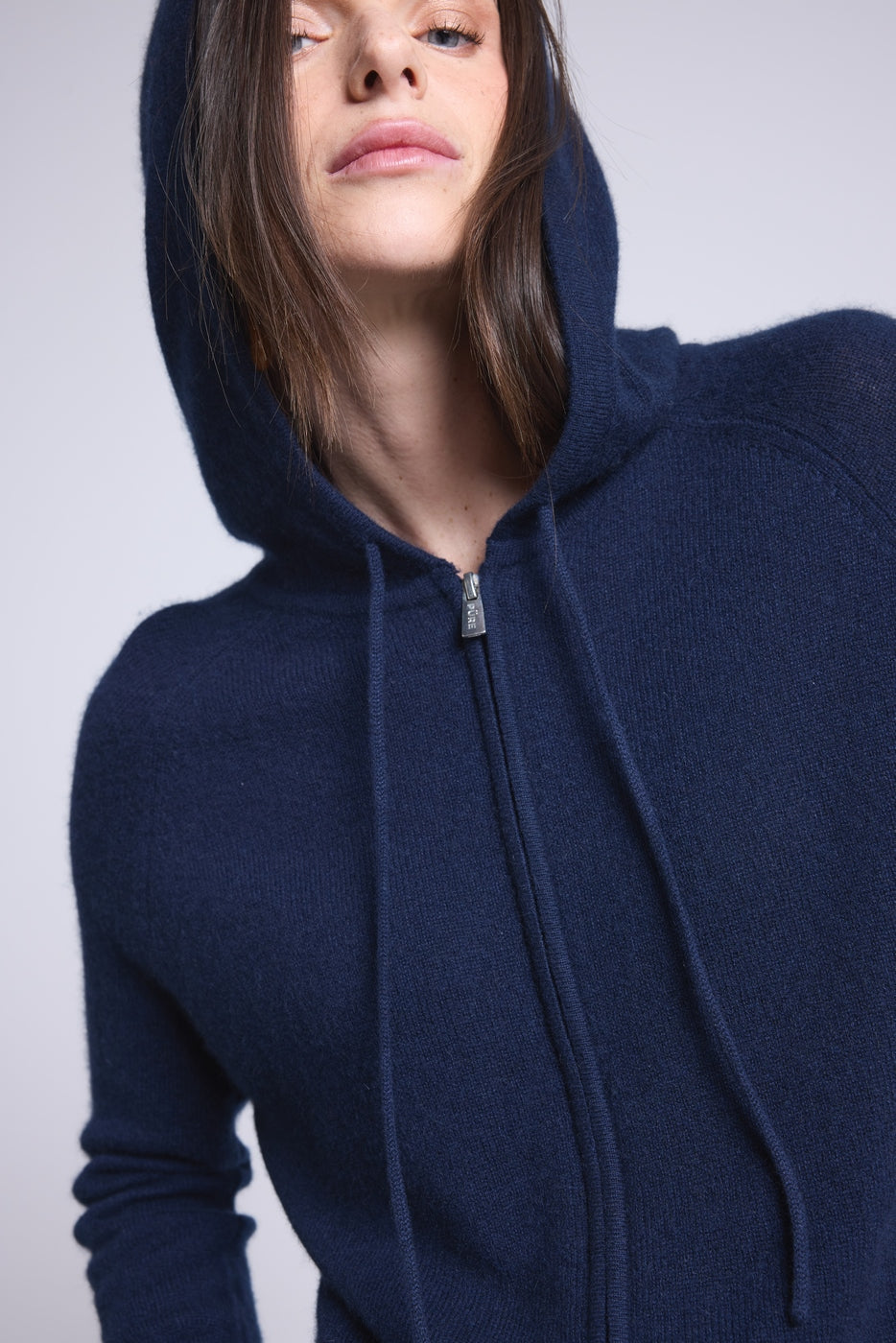 Sudadera con cremallera y capucha Elya - Azul marino - Mujer