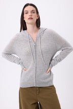 Sweat Zippe A Capuche Elya - Gris Clair - Femme
