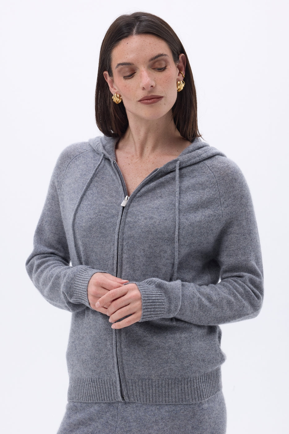 Sweat Zippe A Capuche Elya - Gris Fonce - Femme