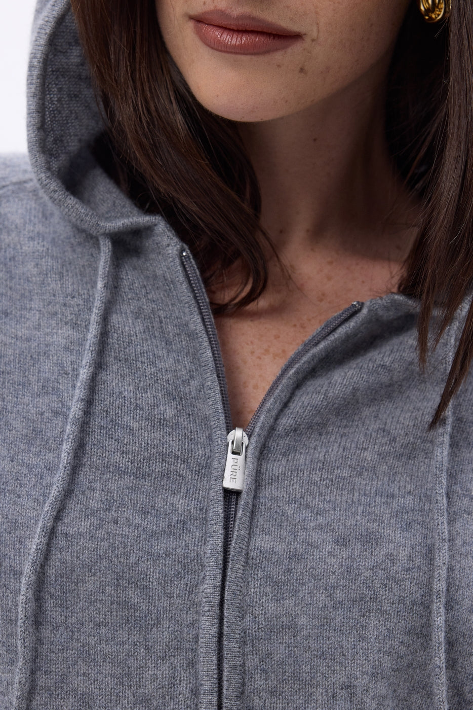 Sweat Zippe A Capuche Elya - Gris Fonce - Femme