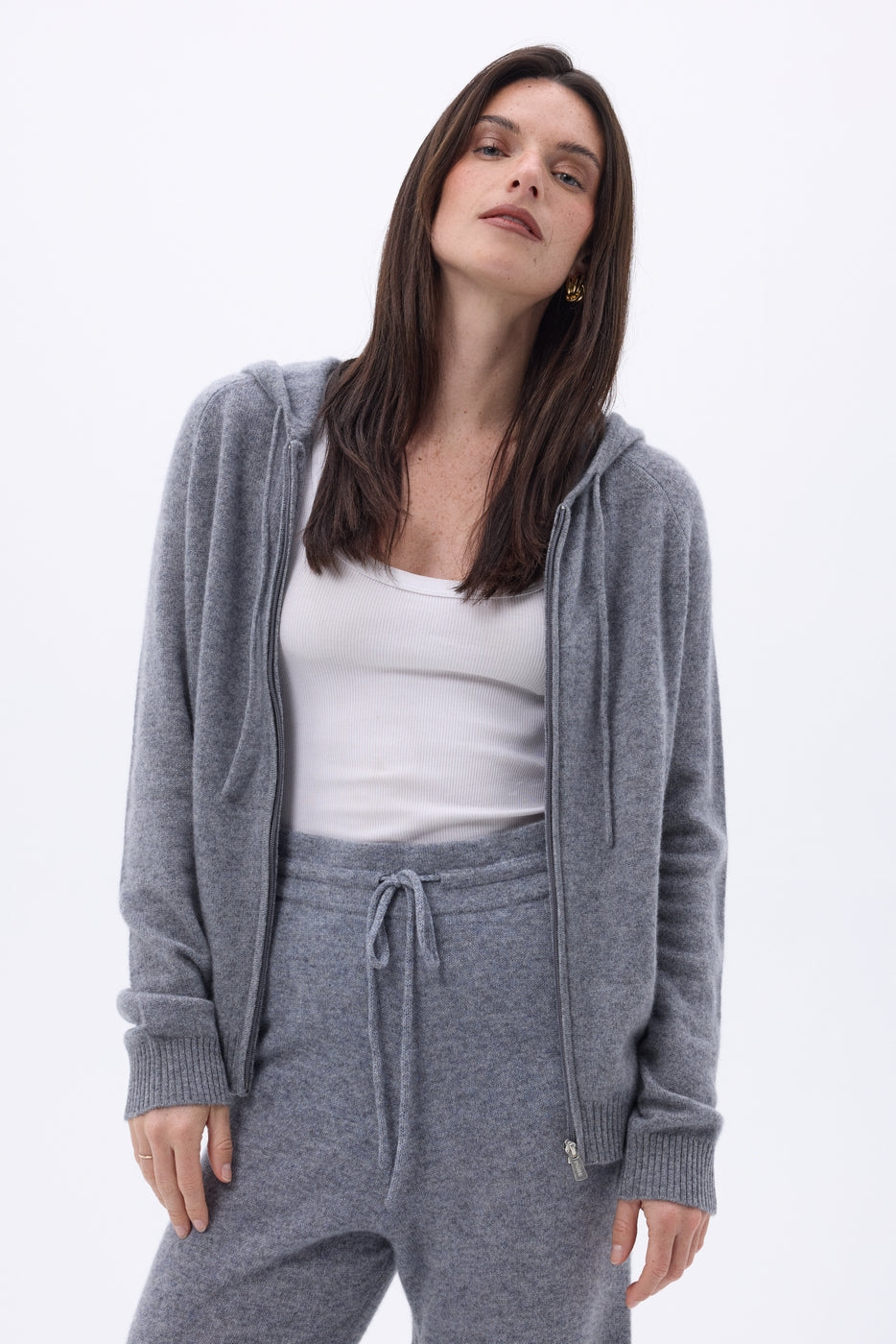 Sweat Zippe A Capuche Elya - Gris Fonce - Femme