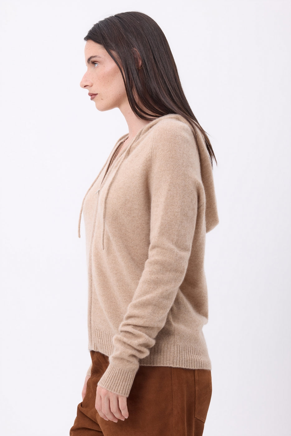 Sweat Zippe A Capuche Elya - Beige Creme - Femme
