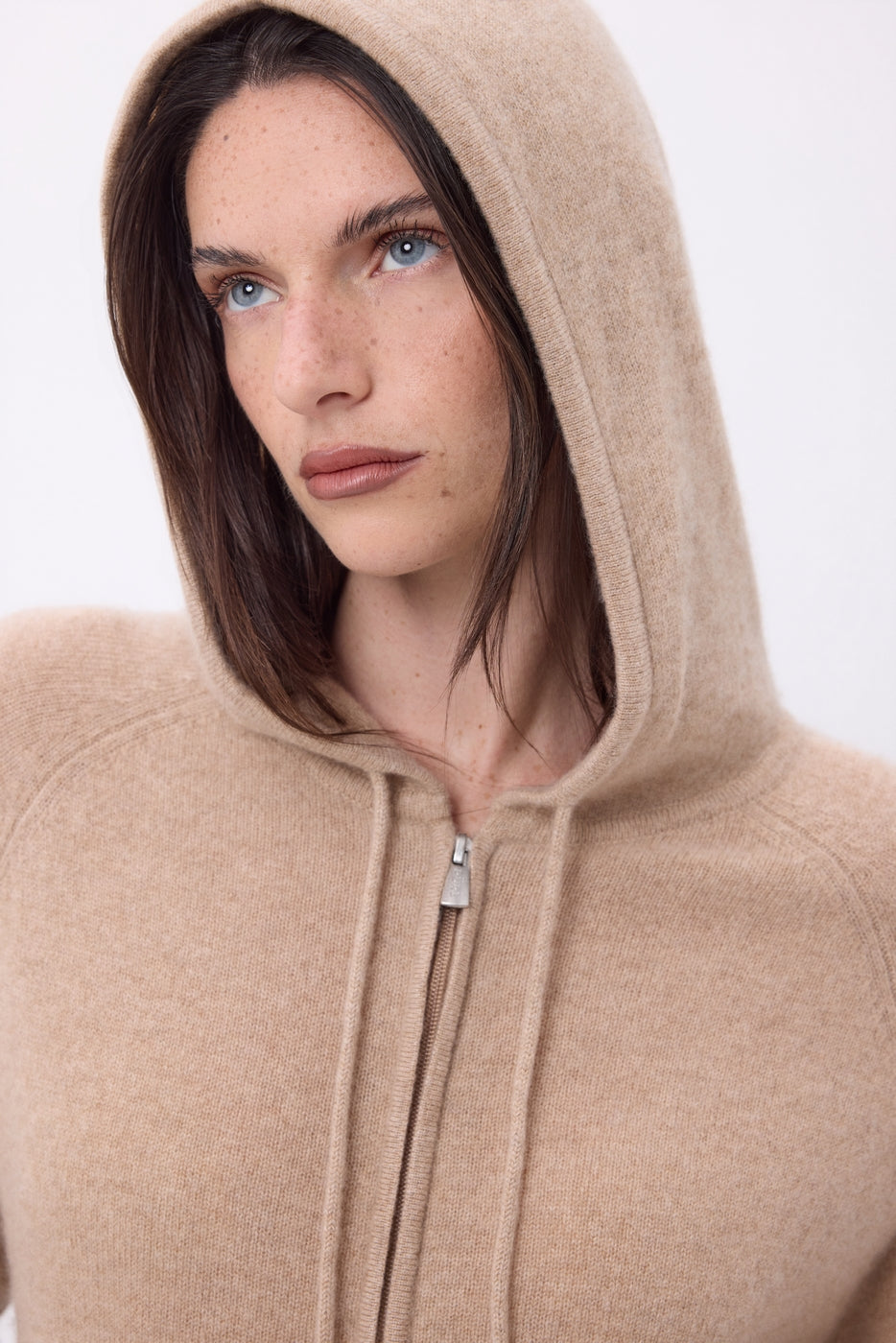 Sweat Zippe A Capuche Elya - Beige Creme - Femme