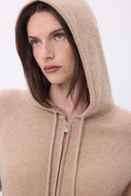Sweat Zippe A Capuche Elya - Beige Creme - Femme