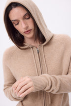 Sweat Zippe A Capuche Elya - Beige Creme - Femme
