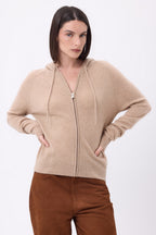 Sweat Zippe A Capuche Elya - Beige Creme - Femme