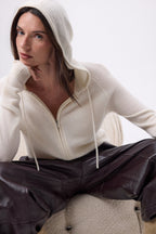 Sweat Zippe A Capuche Elya - Blanc - Femme