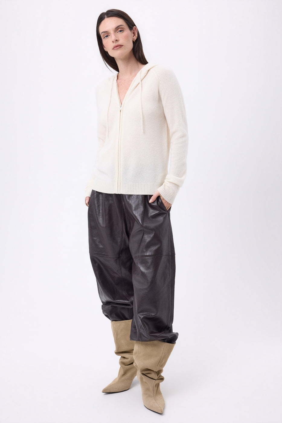 Sweat Zippe A Capuche Elya - Blanc - Femme