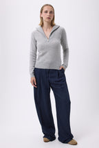 Maglione Collo con Zip Emilie - Grigio Chiaro - Donna