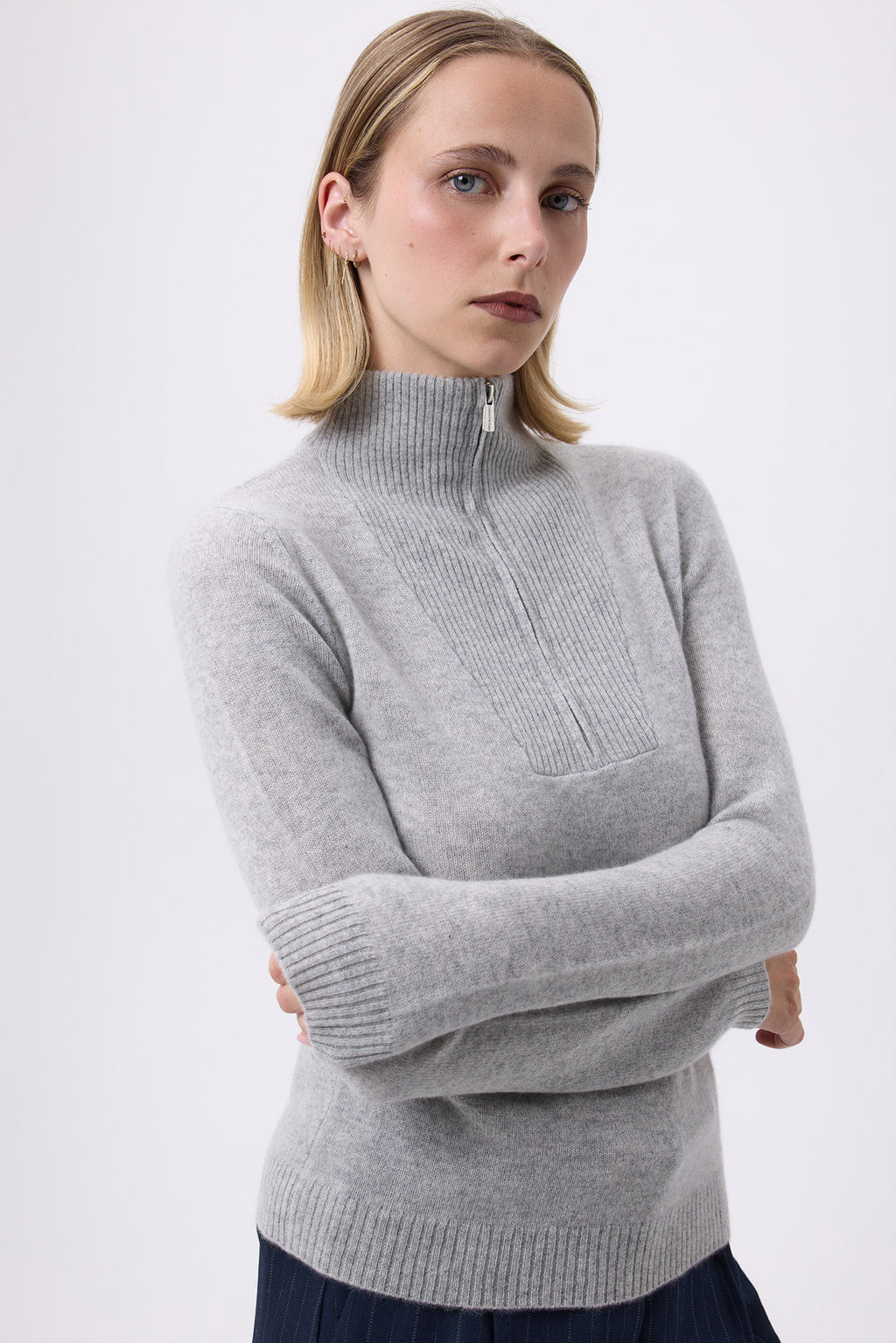 Maglione Collo con Zip Emilie - Grigio Chiaro - Donna