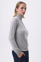 Maglione Collo con Zip Emilie - Grigio Chiaro - Donna