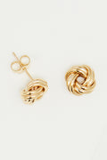 375/1000 Yellow Gold “8 Mm Twisted Knot” Earrings