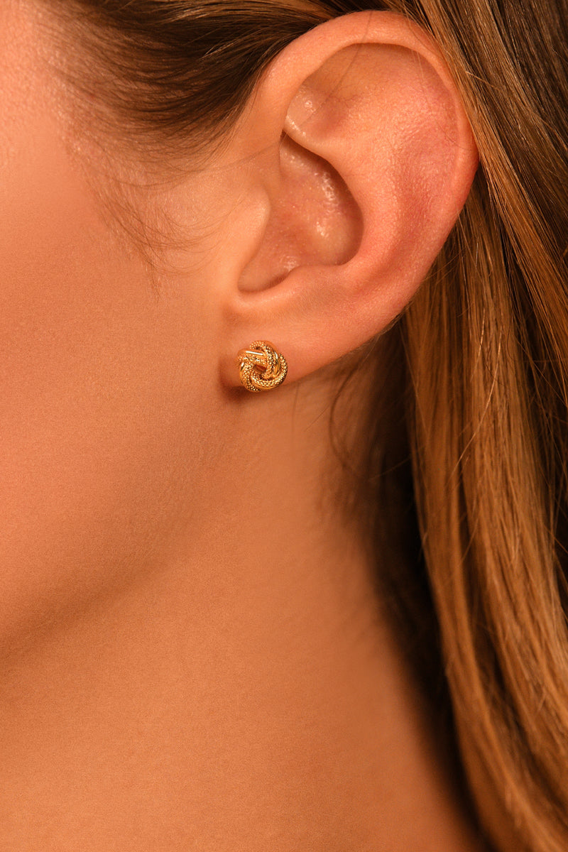 375/1000 Yellow Gold “Twisted Knot 8 Mm” Earrings