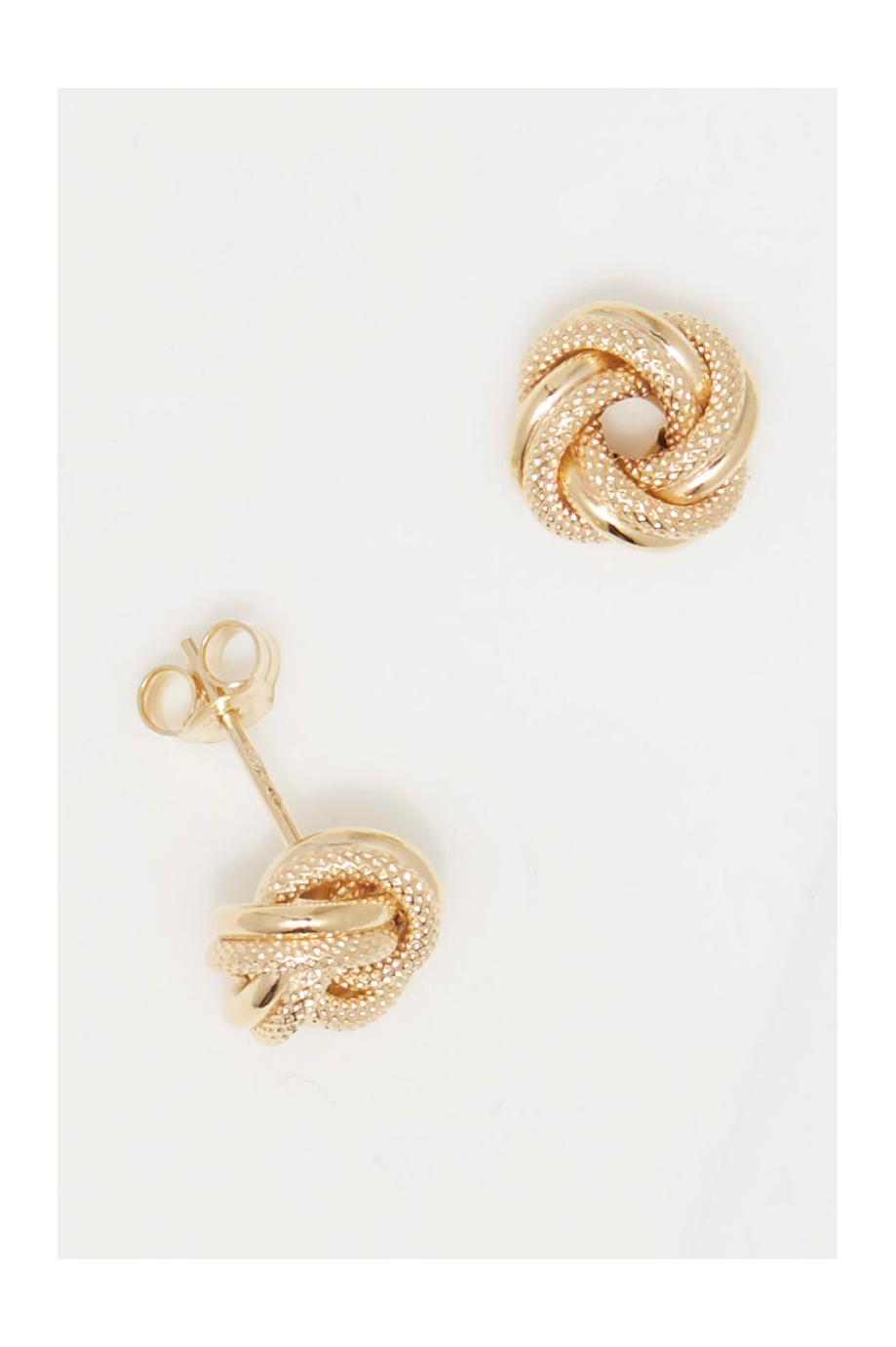 Boucles D'Oreilles " Noeud Torsadé 10Mm" Or Jaune 375/1000
