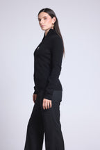 Jersey Emy de cuello camionero con cremallera para mujer - Negro - Mujer