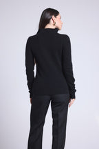 Jersey Emy de cuello camionero con cremallera para mujer - Negro - Mujer