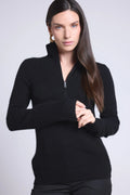 Jersey Emy de cuello camionero con cremallera para mujer - Negro - Mujer