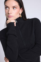 Jersey Emy de cuello camionero con cremallera para mujer - Negro - Mujer