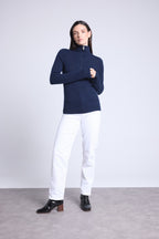 Pull Col Camioneur Zip Femme Emy - Bleu Marine - Femme