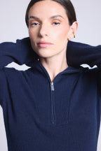Pull Col Camioneur Zip Femme Emy - Bleu Marine - Femme