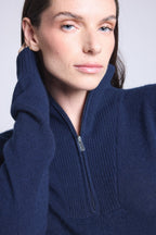 Jersey Cuello Alto Zip Mujer Emy - Azul Marino - Mujer